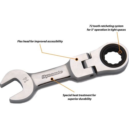 Dynamic Tools 17mm Stubby Flex Head Ratcheting Wrench D076317